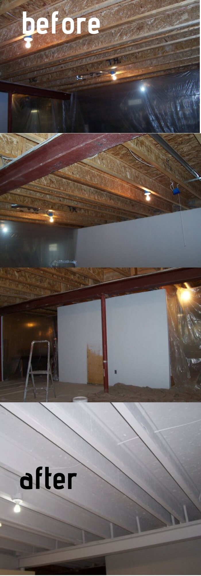 #2. Paint a Basement Ceiling with Exposed Joists