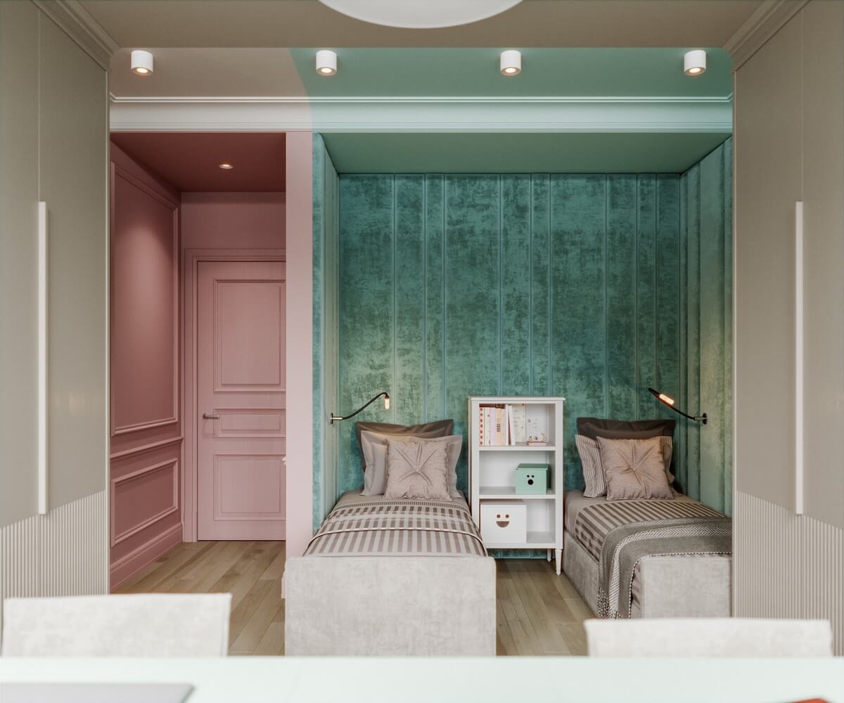 Teal and Pink bedroom