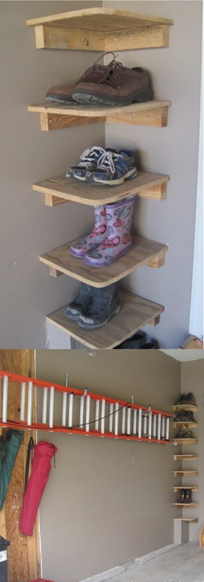 #32. Shoe Shelves in garage