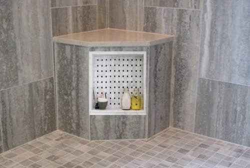 Corner shower bench ideas.