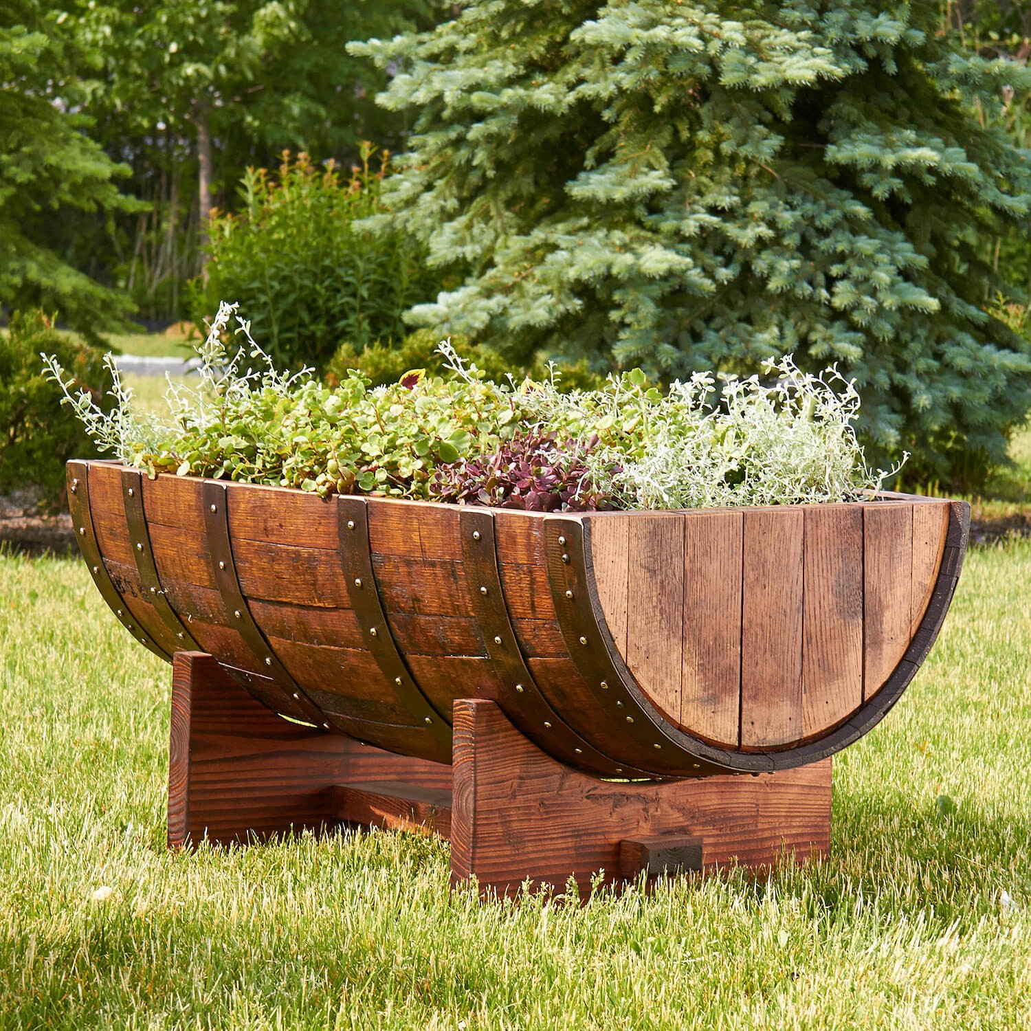 Reclaimed Half-Barrel Planter