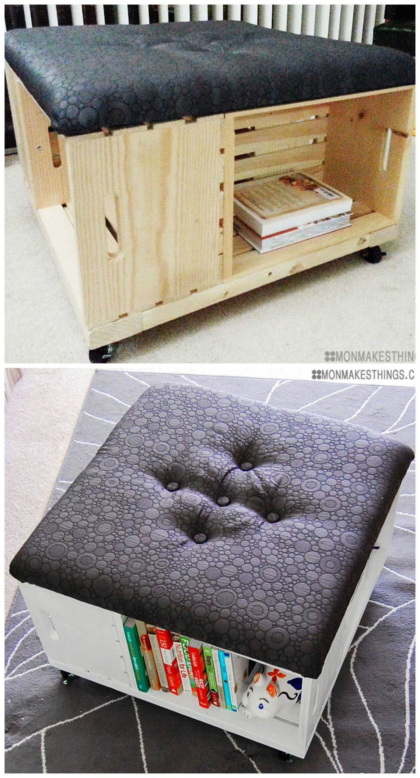 DIY Crate Storage Ottoman