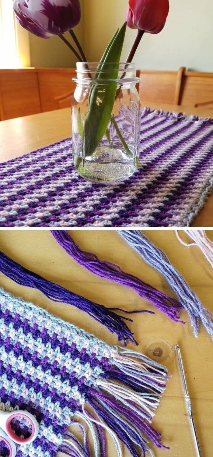 Linen stitch table runner