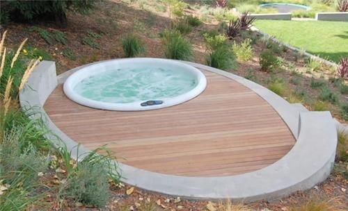 Stylish curved hot tub