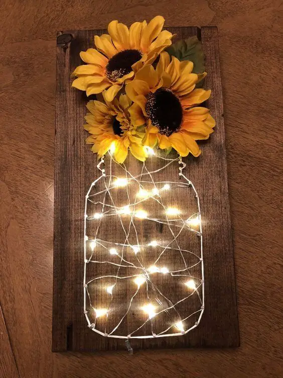 Sunflower fairy light string art