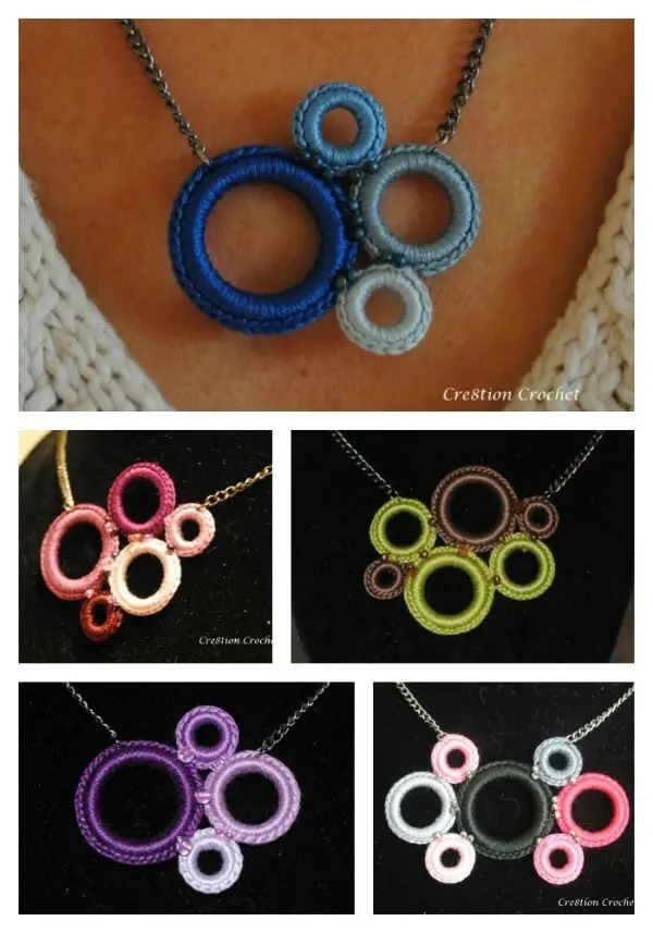 Crochet ring necklace