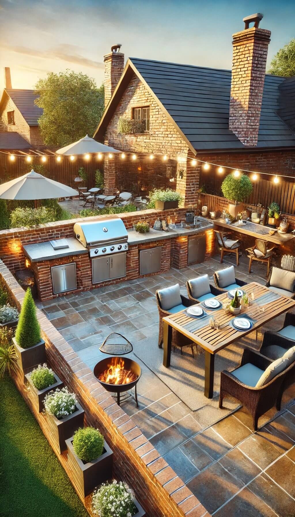 Outdoor Kitchen Brick Patio