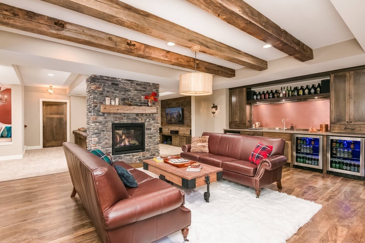 Natural Wood Framed Living Room