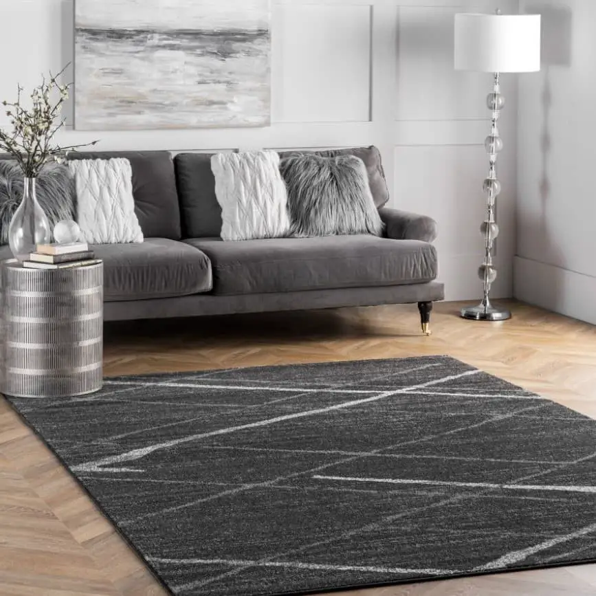 Dark grey lattice rug