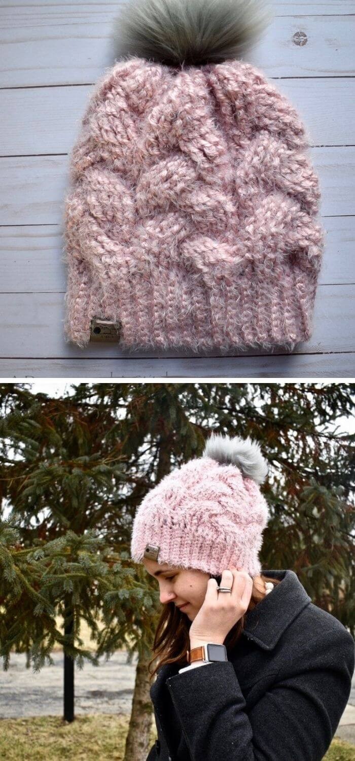 Brilliant cabled beanie crochet hat