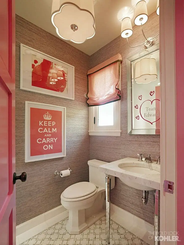 Pink and Grey Bathroom