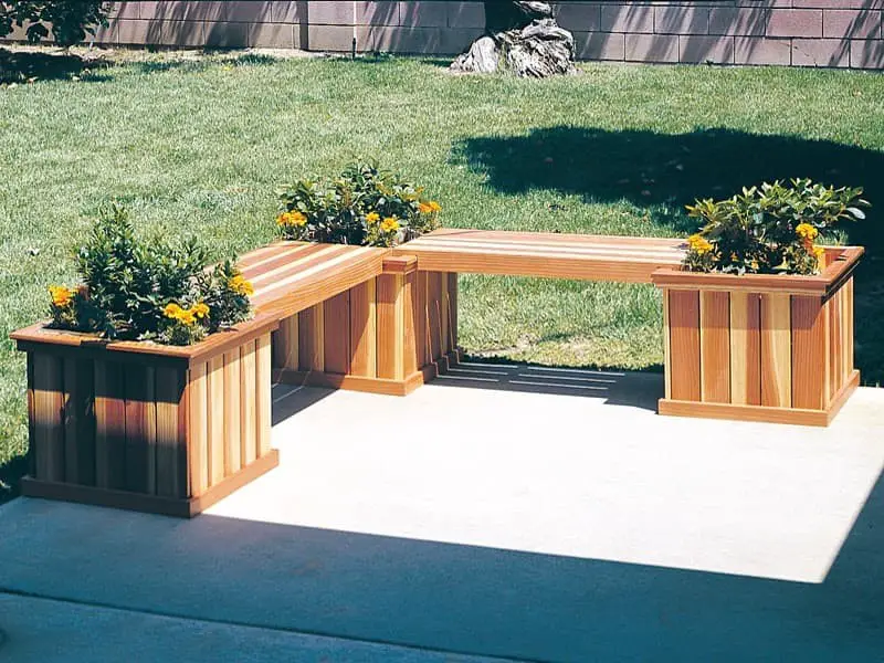 Planter Boxes on a Corner Deck Bench