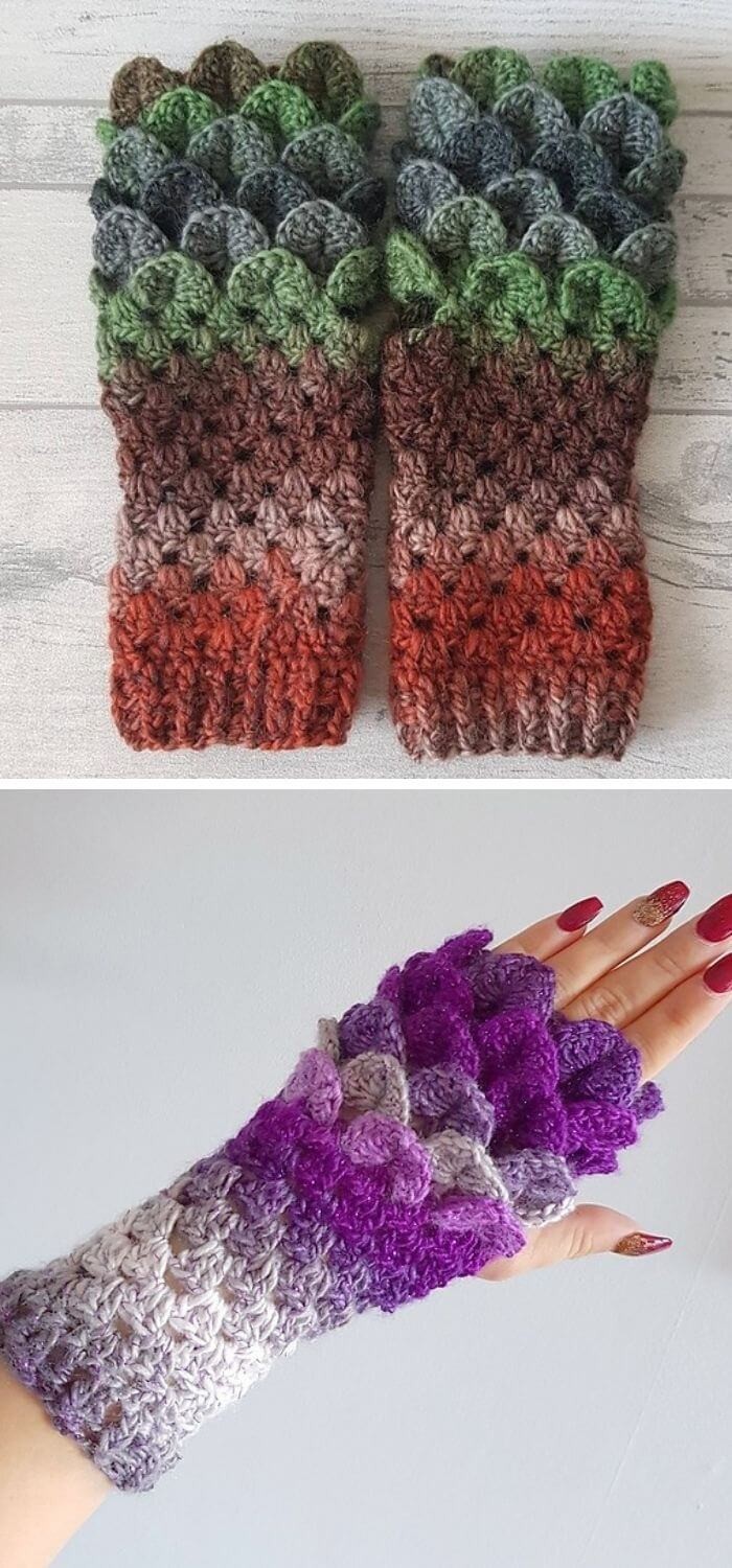 Fingerless crochet gloves by Yarnivore UK