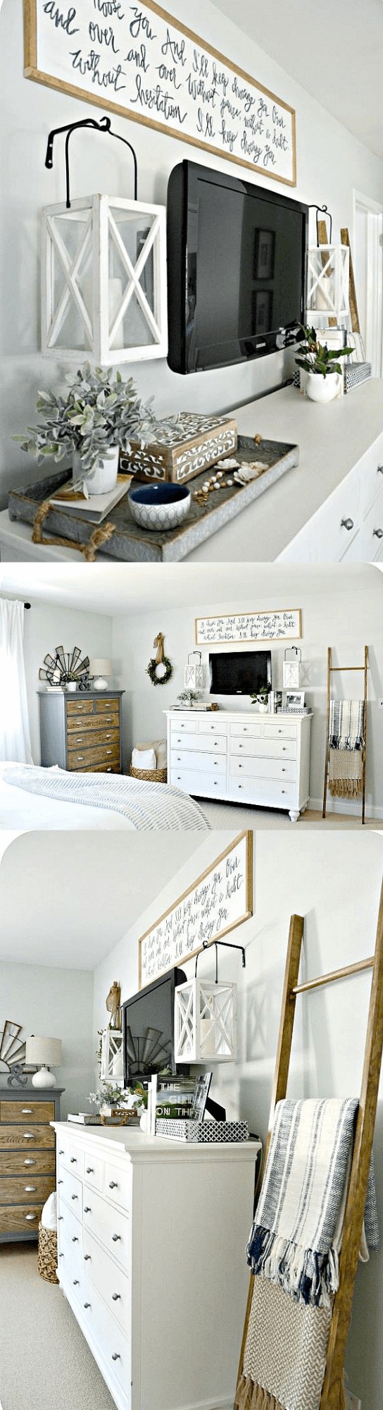 Master bedroom makeover: Lantern Wall Fixtures with Sign