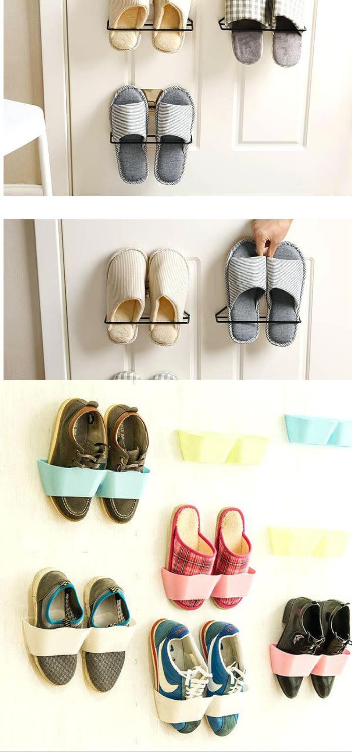 #8. Adhesive Shoes Rack Wall Hanging