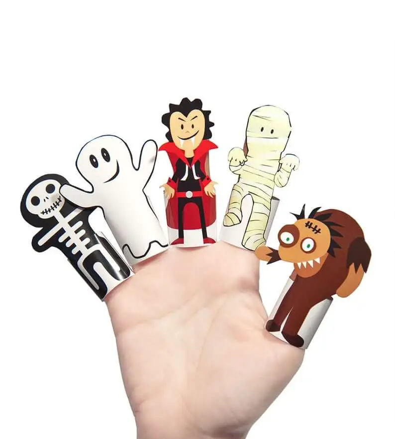 Halloween Monsters Paper Finger Puppets