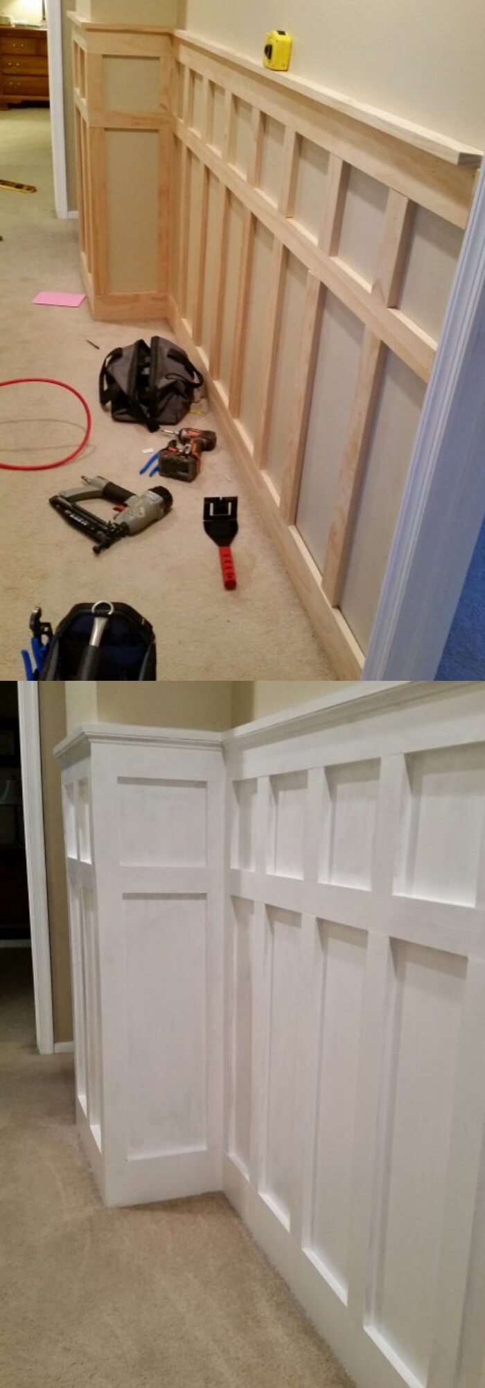 #3. Board and Batten Wainscoting Hallway