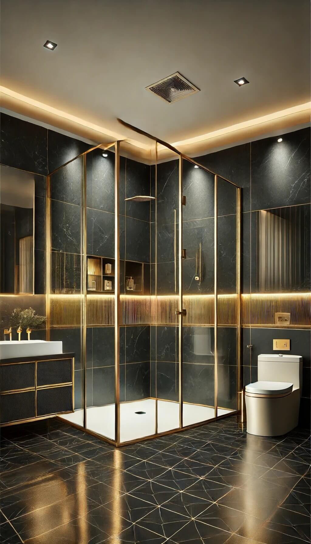 Gold Trimmed Shower Enclosures