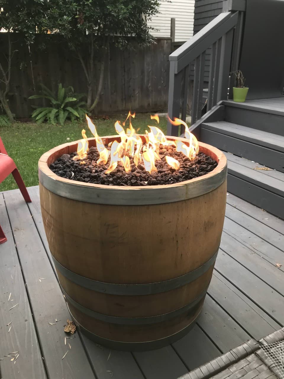 Wine barrel fire pit