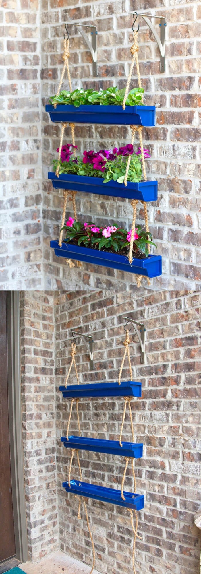 DIY Hanging Rain Gutter Planters