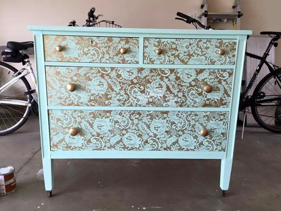 Lace Stenciled Dresser Makeover