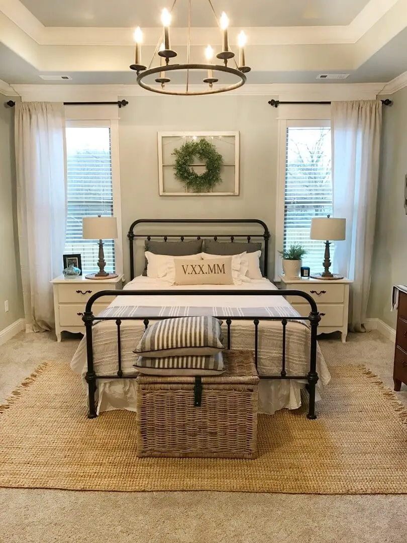 Minimalist Chandelier in Master Bedroom