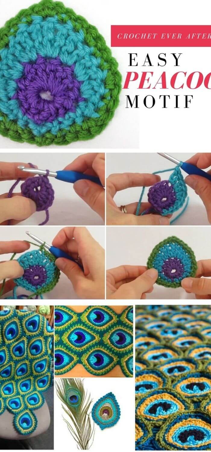 Crochet Peacock Motif