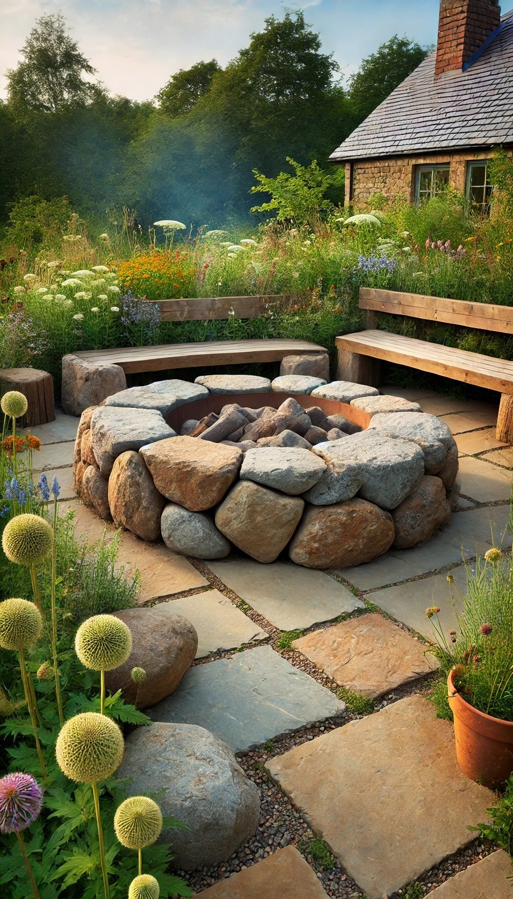 Rustic Stone Fire Pit