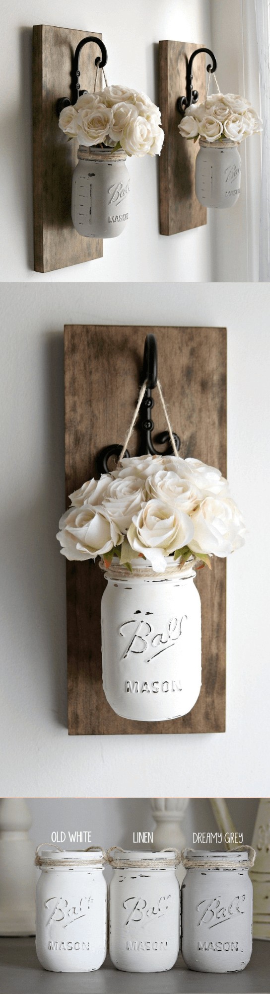 Hanging Painted Mason Jar Wall Sconces