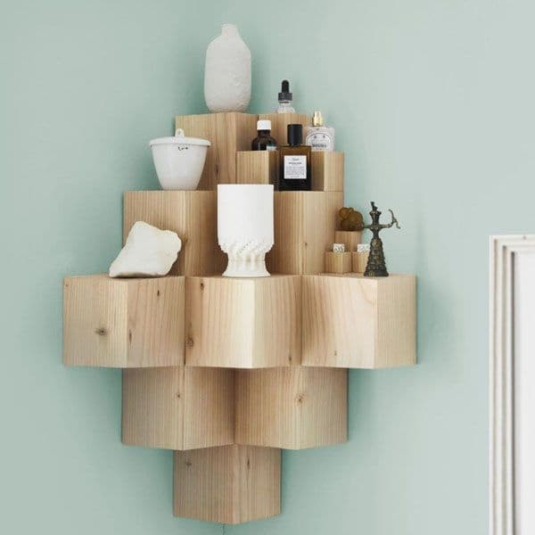 Shelf made of wood blocks