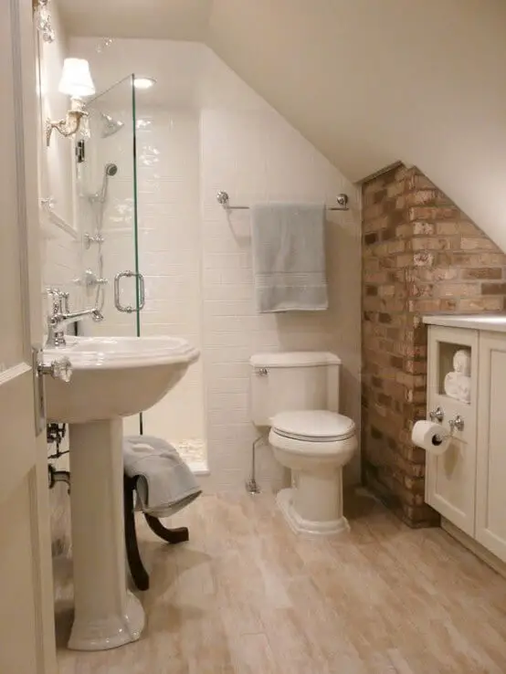 Attic bathroom next to your chimney