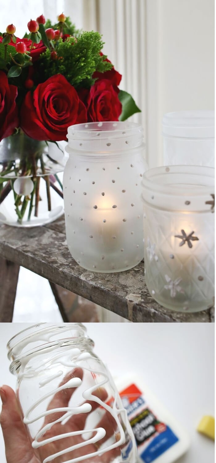 #6. Frosted Mason Jar Votives