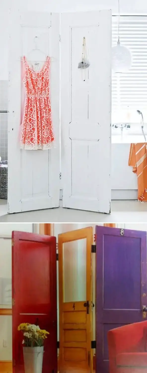 Screen divider with attached doors