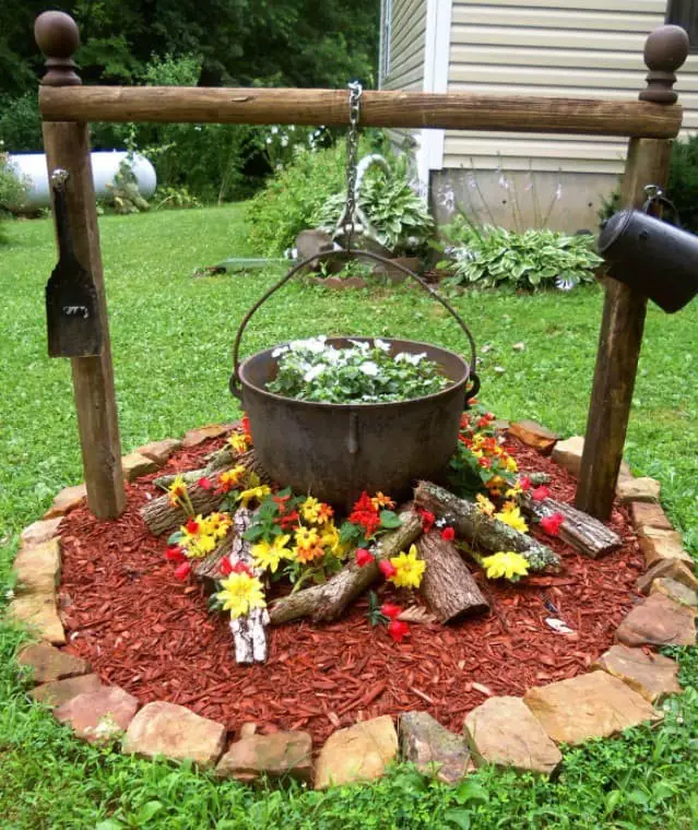 Cauldron flower bed design