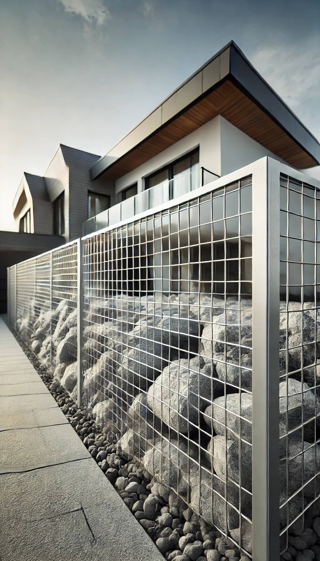 Modern Minimalist Gabion Fence