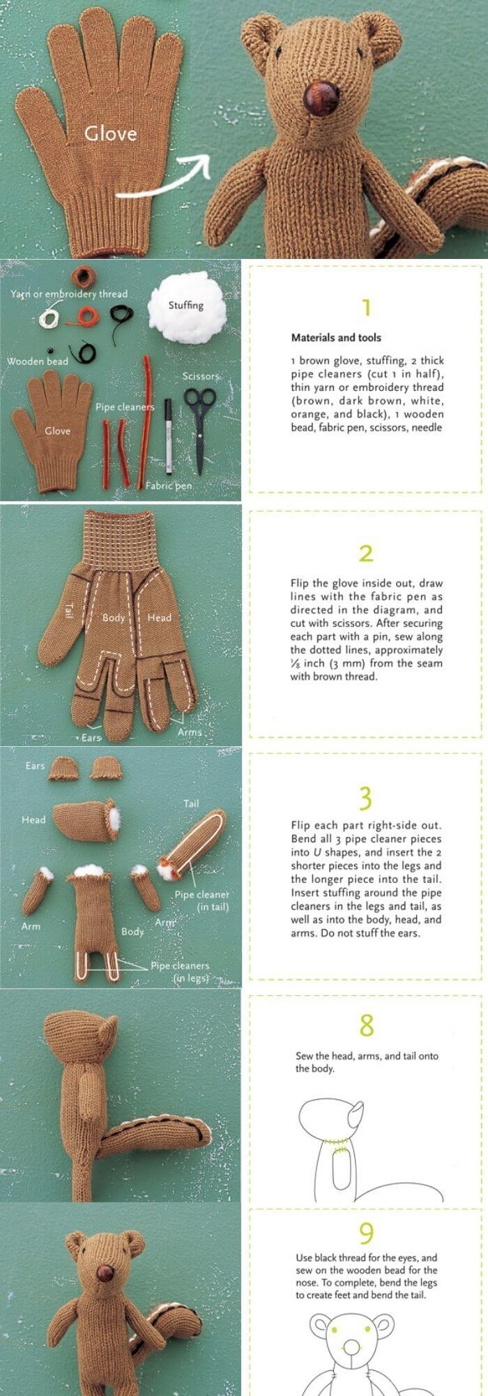 Turn a glove into a chipmunk