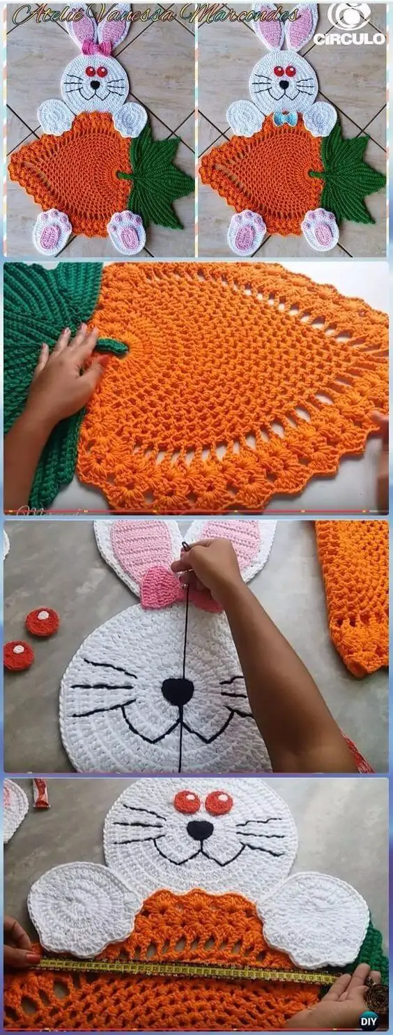 Crochet Bunny with Carrot Rug