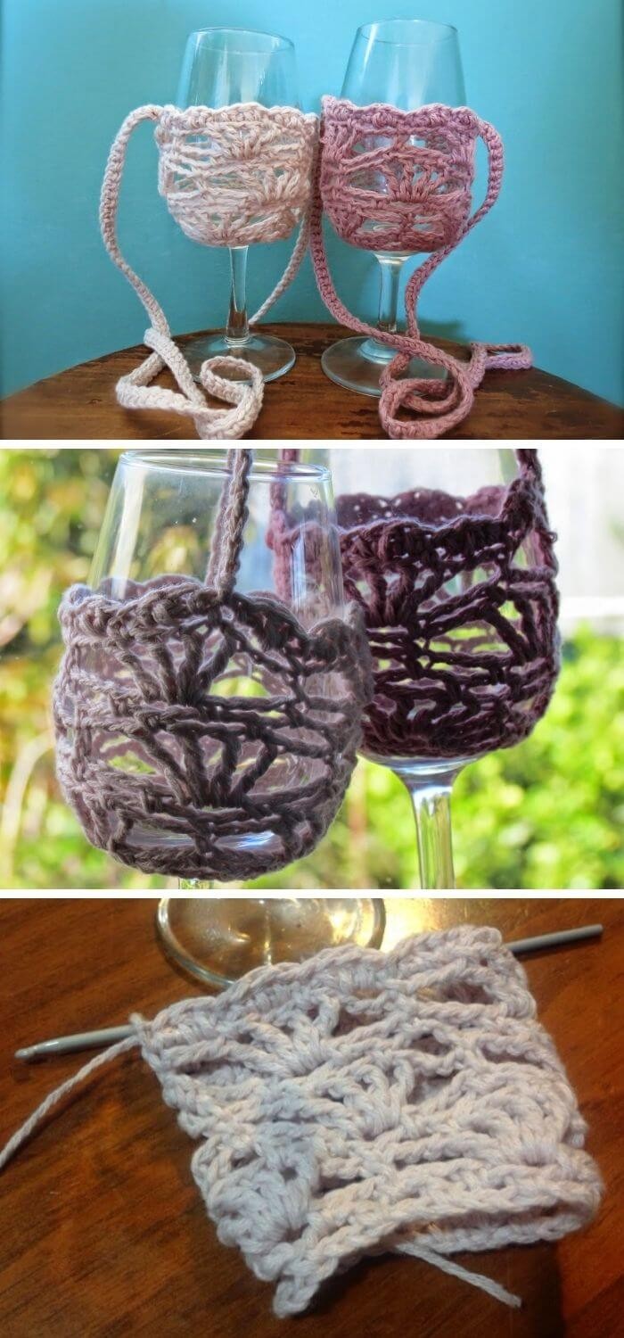 Lace ember Ruby wine glass lanyard