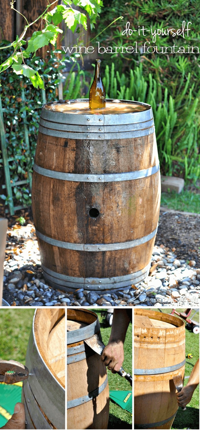 Wine Barrel Water Fountain