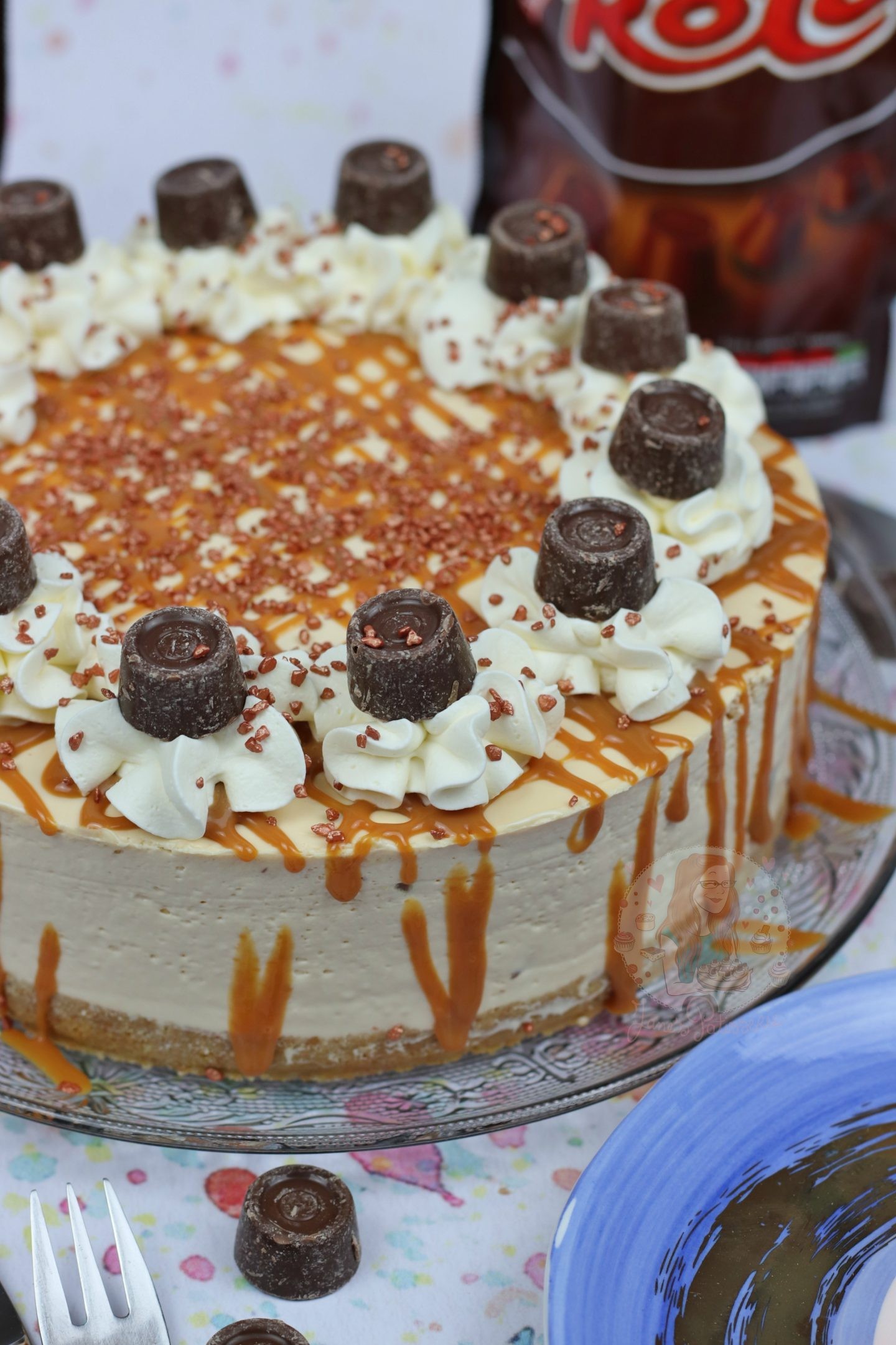 No Bake Caramel Rolo Cheesecake