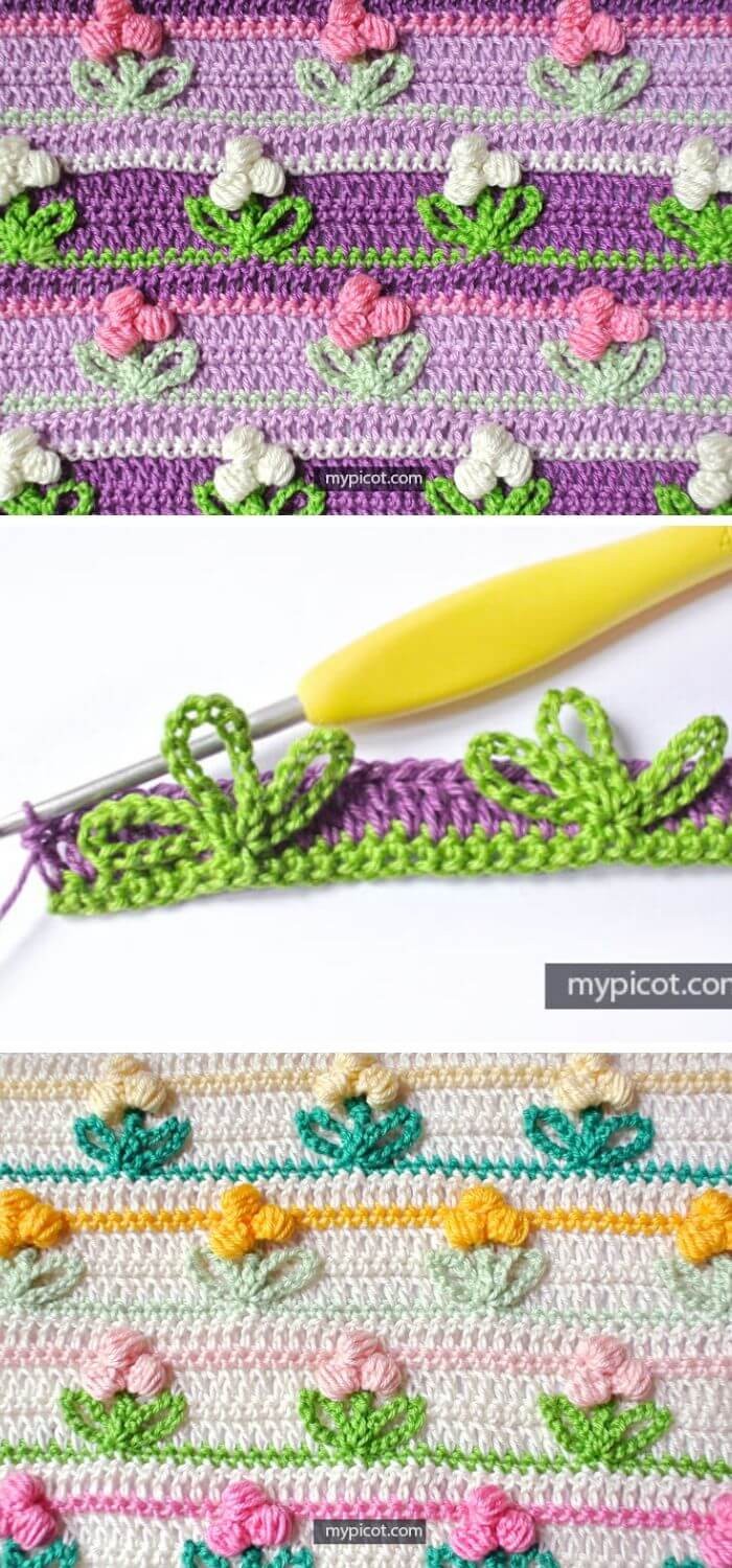 The puff flower inline stitch