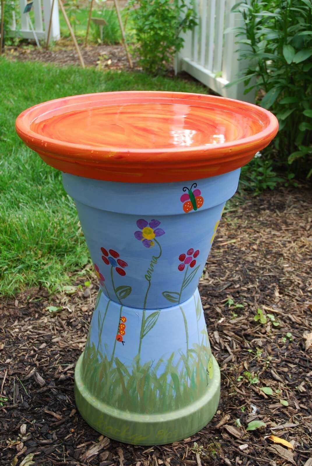 Bird bath garden art project