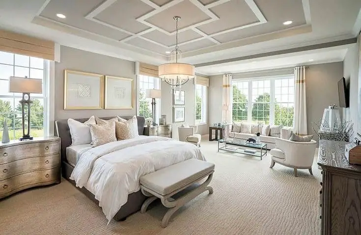 Master bedroom with tray ceiling