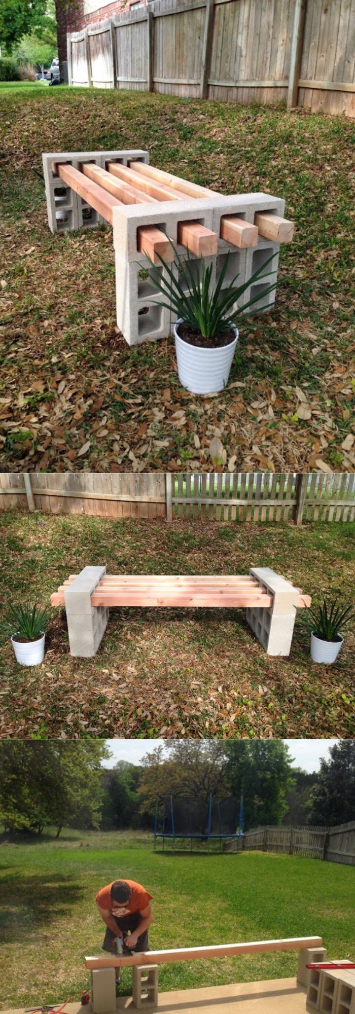 DIY Cinder Block Garden Bench