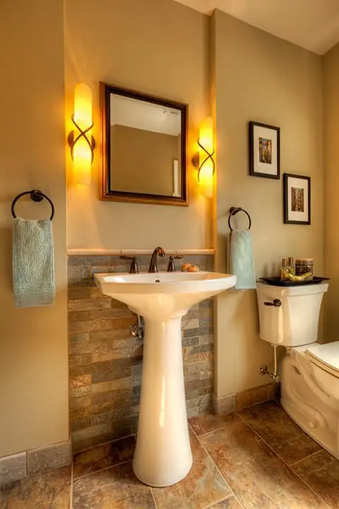 Bathroom pedestal sink backsplash ideas.