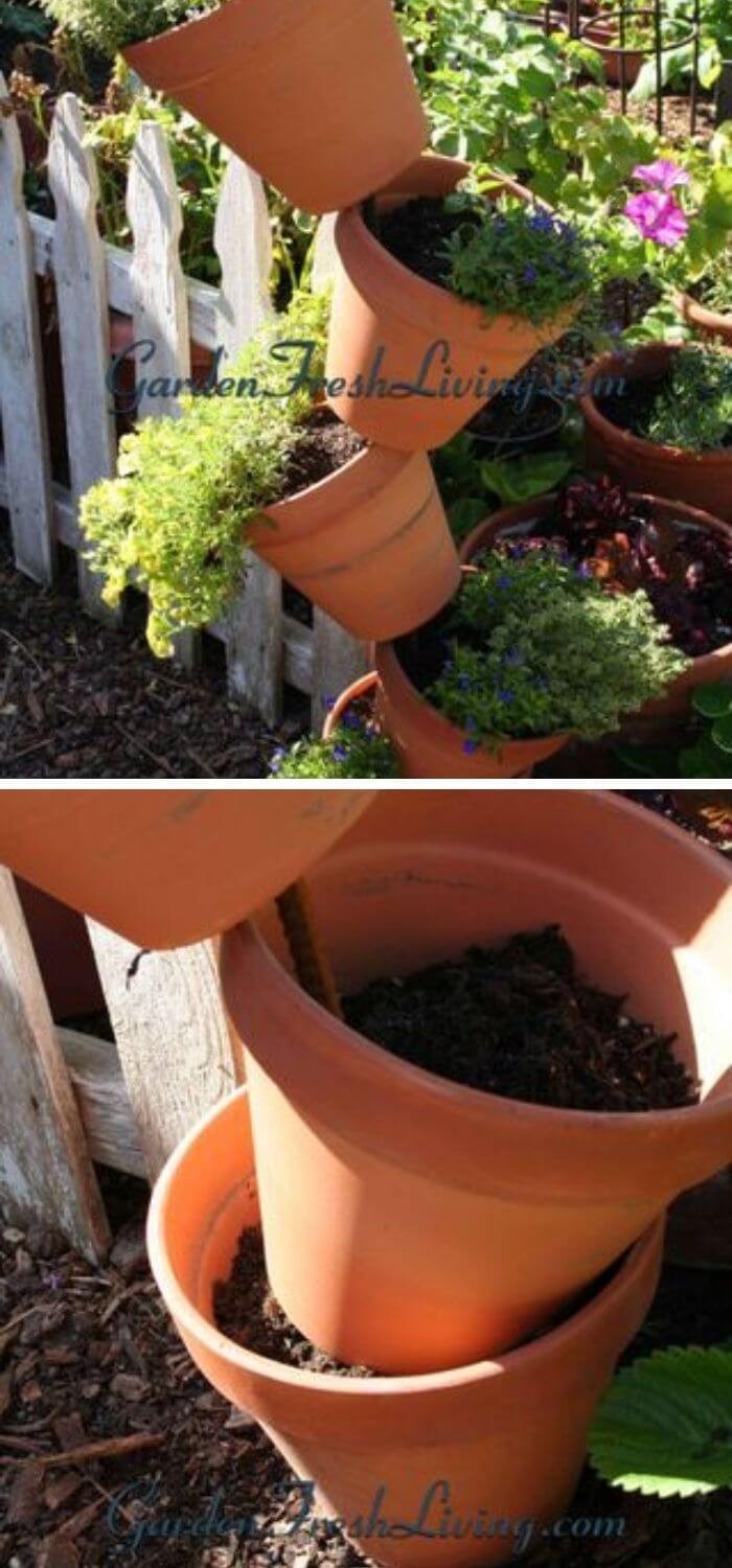 Stacked flower pots