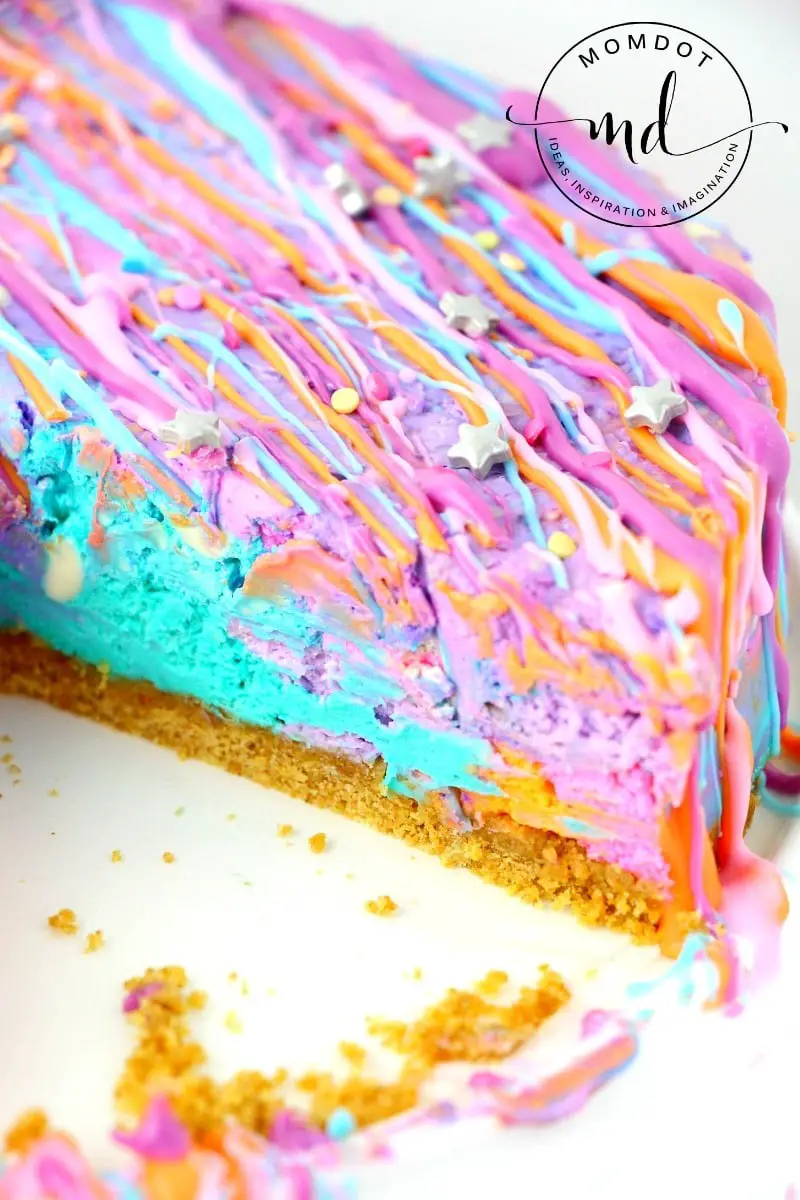 No Bake Unicorn Poop Cheesecake