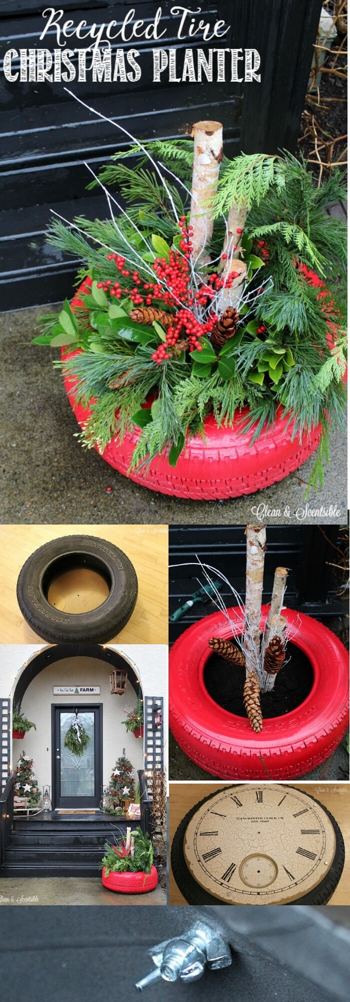 Recycled Tire Christmas Planter