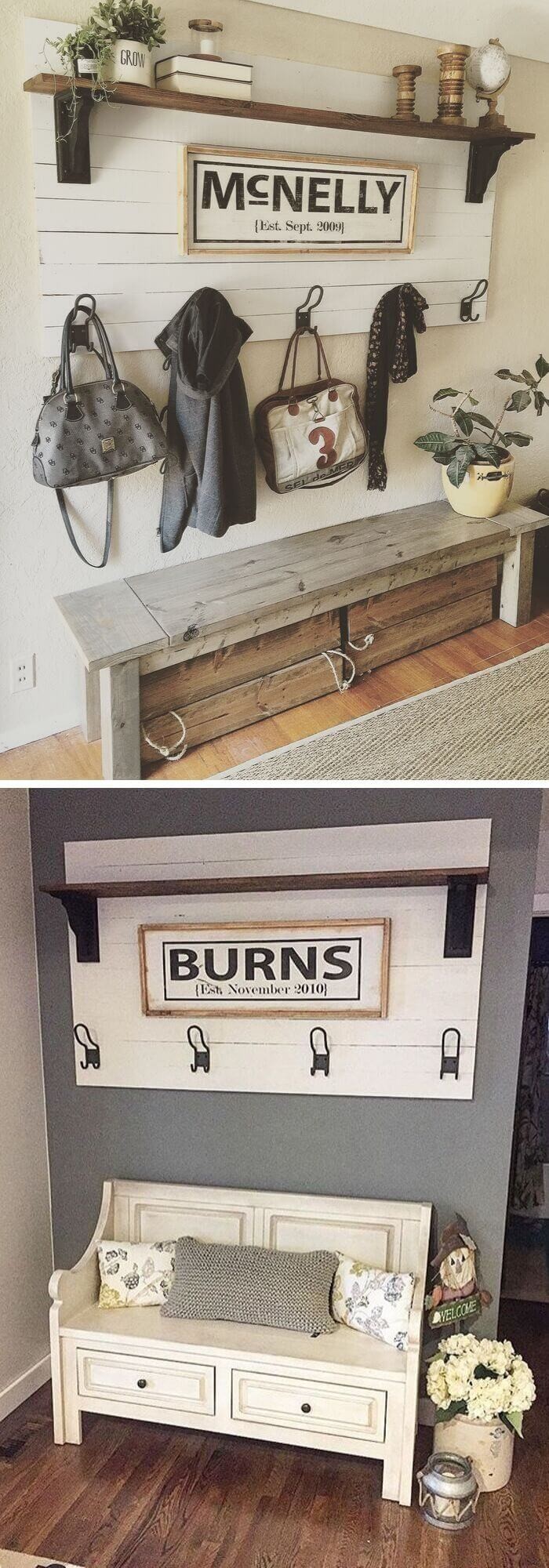 #3. Shiplap coat rack