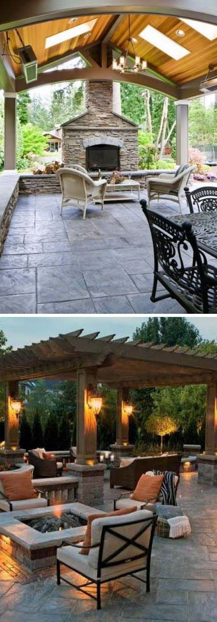 #3. Stamped Concrete Patio With Pergola